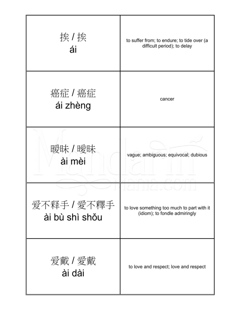 HSK 6 Flashcards Printable PDF | PDF | Nature