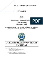 Gurunanakdevuniversity Amritsar: Aculty of Economics & Business