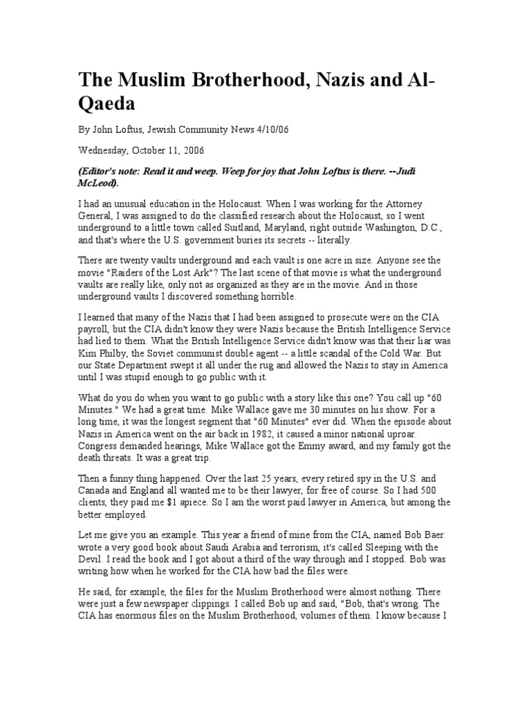Nazis, ArabsAlQauedaJohn Loftus PDF Osama Bin Laden Muslim