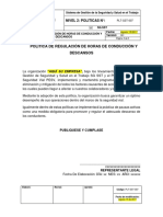 PLT-SST-007 Política de Regulación de Horas de Conducción y Descansos