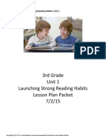 3rd Grade Unit 1 Launching Strong Reading Habits Lesson Plan Packet 7/2/15