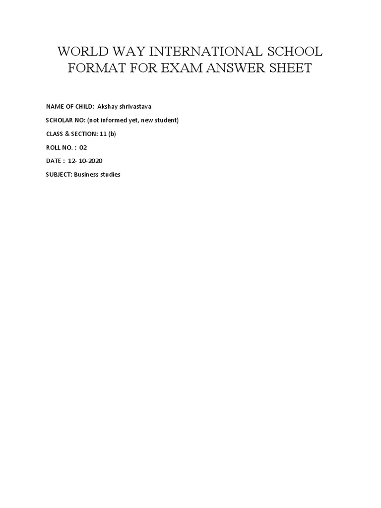Exam Answer Sheet Format for Students | PDF | Career & Growth