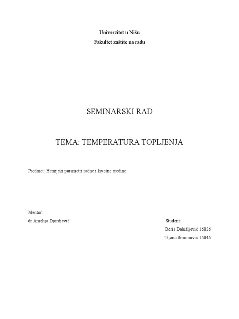 Temperatura Topljenja | PDF