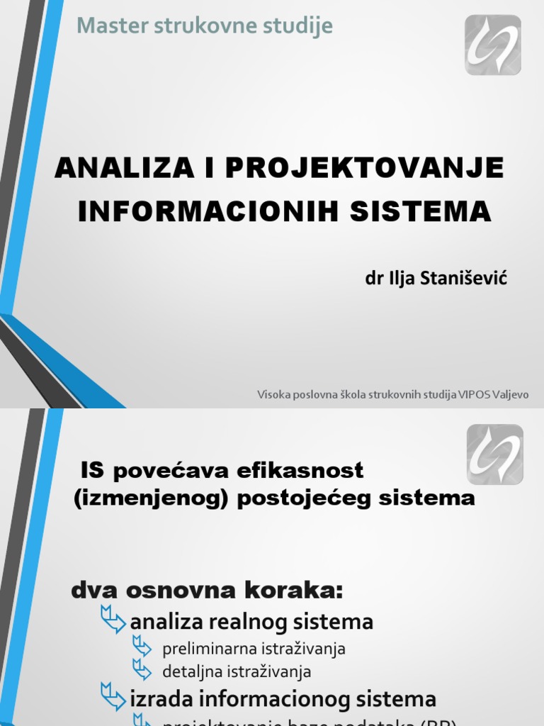 ISuPO 3 AnalizaIProjektovanjeIS | PDF