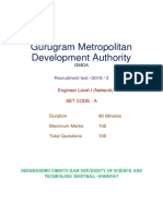 Gurugram Metropolitan Development Authority: Recruitment Test - 2019 / 2