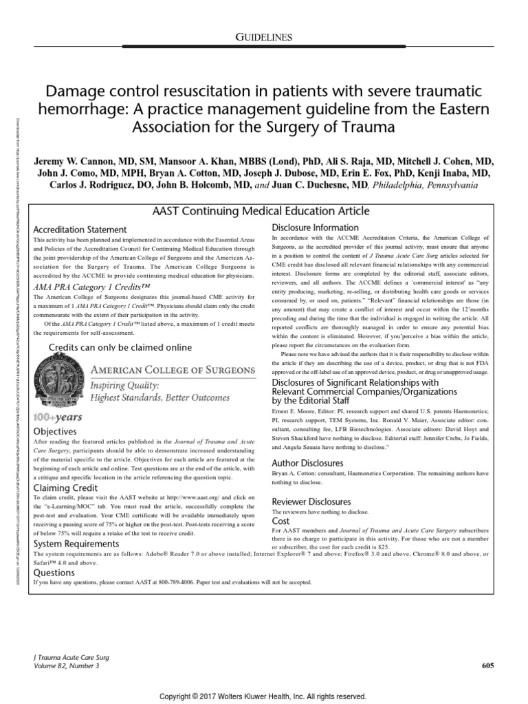Damage Control Resuscitation in Patients With.24 PDF | PDF | Bleeding ...