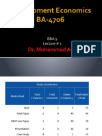 Development Economics BA-4706: Dr. Muhammad Aqil