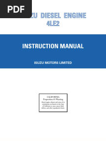 Isuzu Diesel Engine Isuzu Diesel Engine 4LE2 4LE2: Instruction Manual