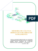 4.1. Memoria de Calculo Hidraulico Saneamiento