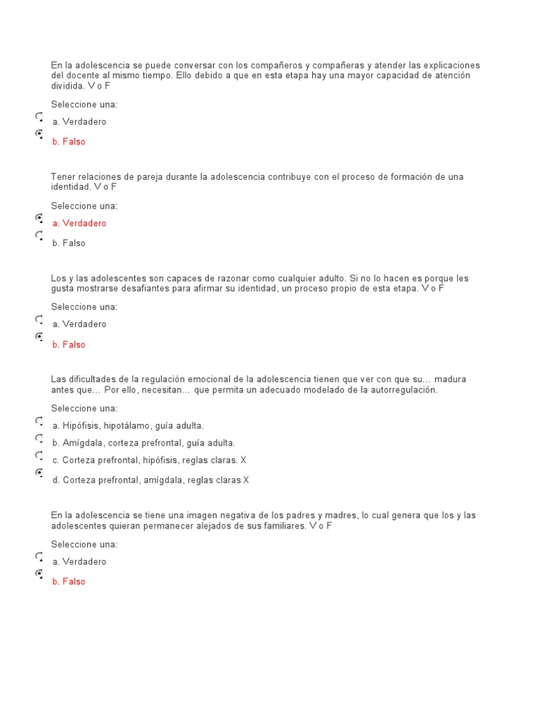 En La Adolescencia Se Puede Conversar Con Los Companeros Cuestionario De Entrada Pdf Adolescencia Adultos