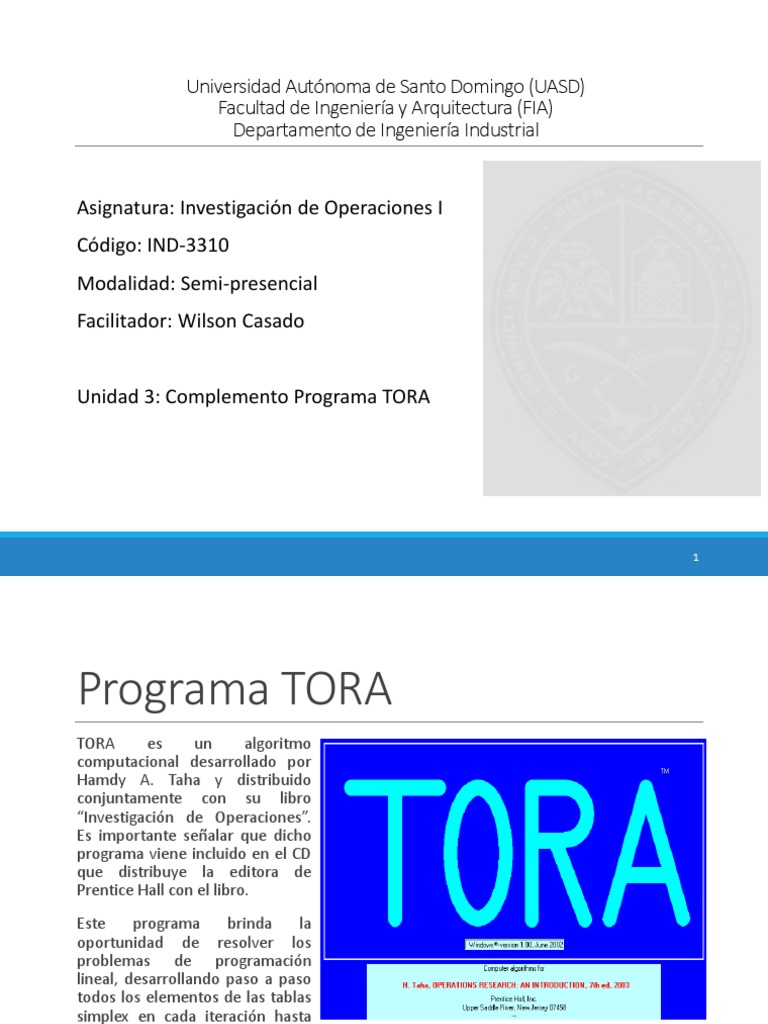 3 Complemento Unidad 3 Programa Tora Pdf Programación Lineal