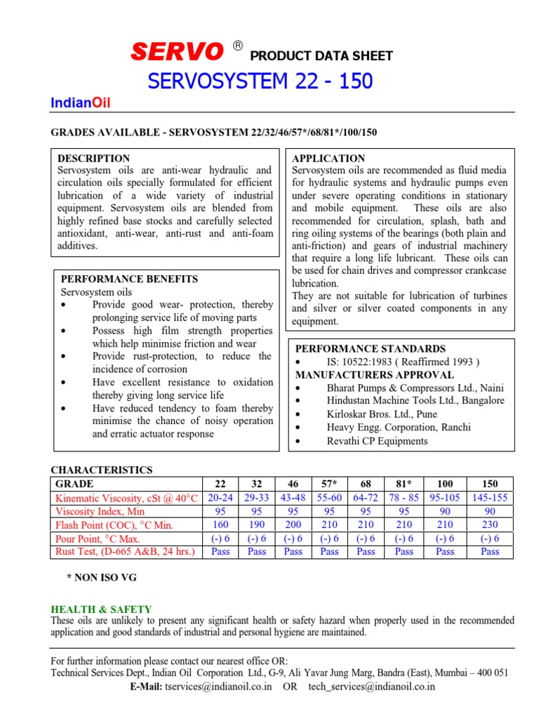 Servo System 68 Hydraulic Oil Msds Best Selection idsdeutschland.de