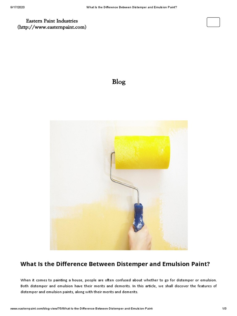What Is The Difference Between Distemper and Emulsion Paint PDF