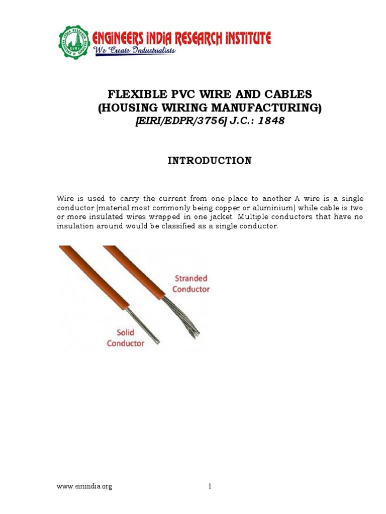 Project Report On Flexible PVC Wire and Cables (Housing Wiring ...