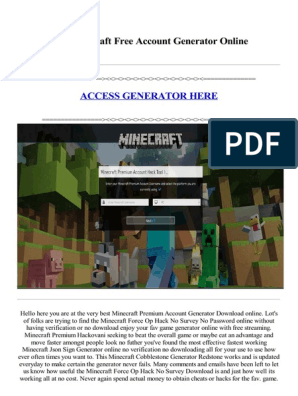 875 Minecraft Premium Generator Download Minecraft Hacker Culture