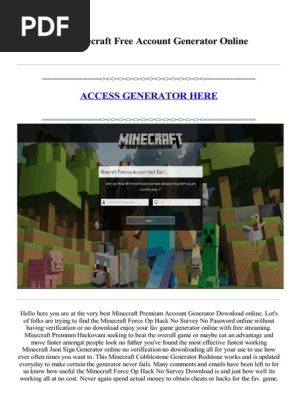 875 Minecraft Premium Generator Download Minecraft Hacker Culture