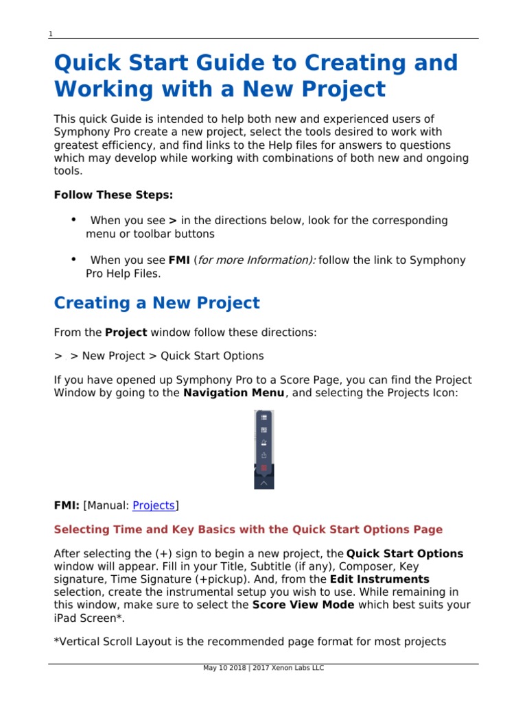 Quick Start Guide To Creating and Working With A New Project | PDF | I ...