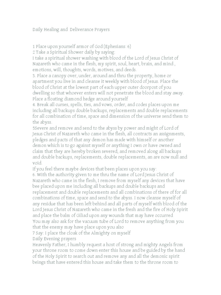 Daily Healing and Deliverance Prayers PDF Faith Healing Grace In