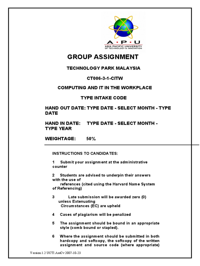 02 CITW Assignment Cover | PDF