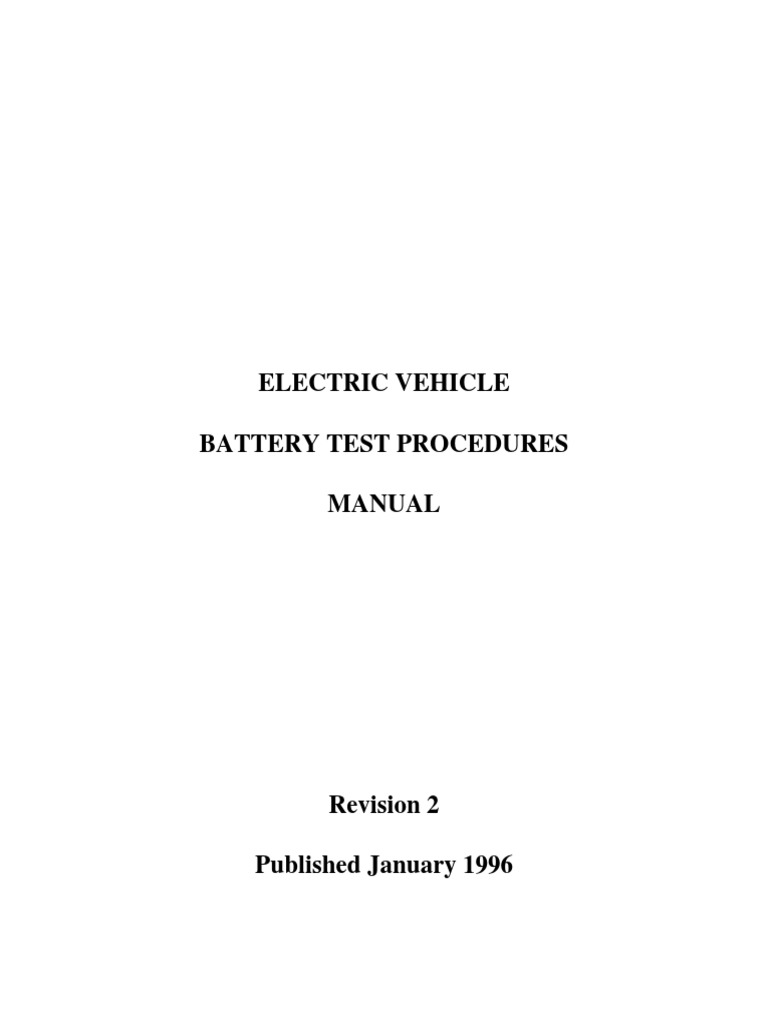 Electric Vehicle Battery Test Procedures Manual Download Free PDF