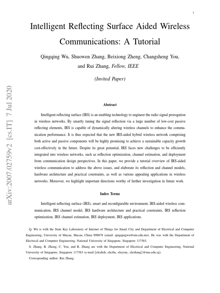 Intelligent Reflecting Surface Aided Wireless Communications: A ...
