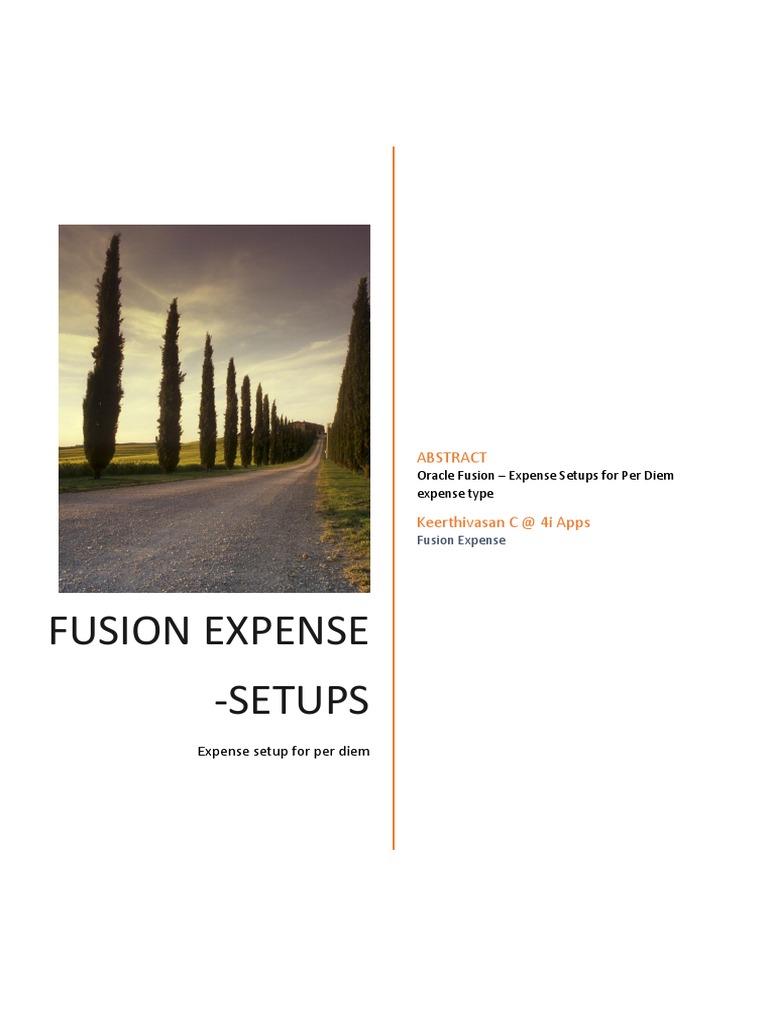 1) Oracle Fusion Expense - Setup Document | PDF | Per Diem | Employment