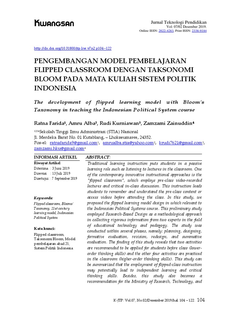 Flipped Classroom Model for Indonesian Politics | PDF | Distance ...