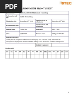 Assignment Front Sheet: Qualification BTEC Level 5 HND Diploma in Computing Unit Number and Title Unit 2: Networking