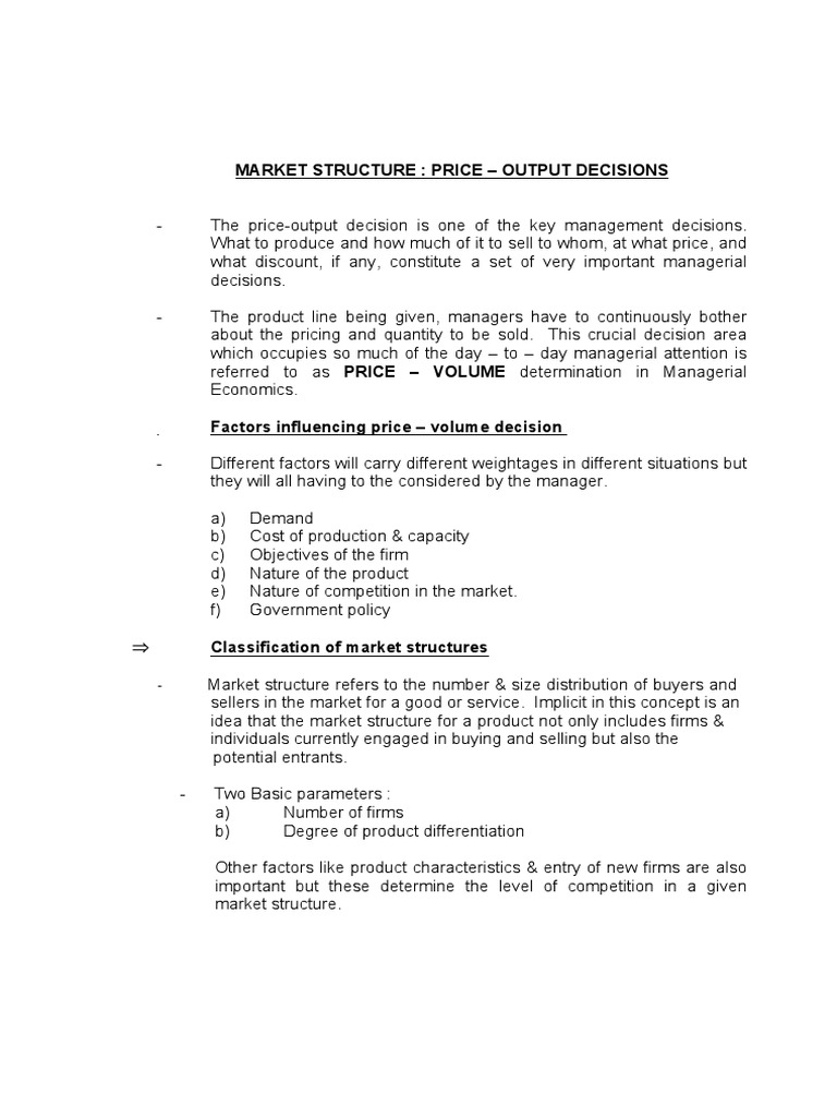 Market Structure and Price Output Decisions | PDF | Monopoly | Oligopoly