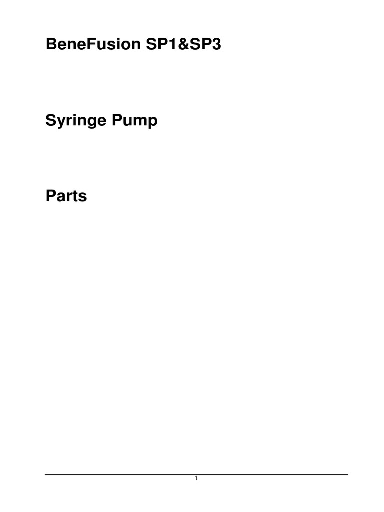 BeneFusion SP1&SP3 Syringe Pump Parts V1.0 EN PDF PDF Equipment