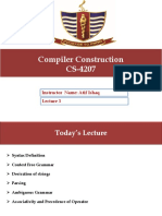 Compiler Construction CS-4207: Instructor Name: Atif Ishaq