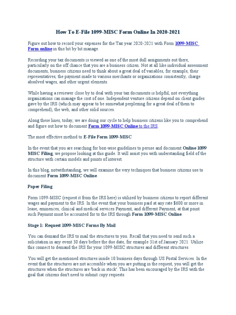 E-File 1099-MISC Made Easy with Taxseer | PDF | Internal Revenue ...