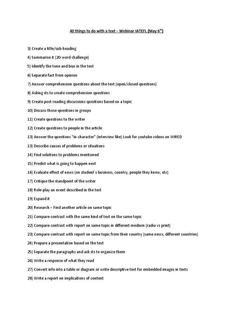 40 Things To Do With A Text | PDF | Art