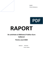 Raport: de Activitate Al Bibliotecii Publice Gura Galbenei Pentru Anul 2020