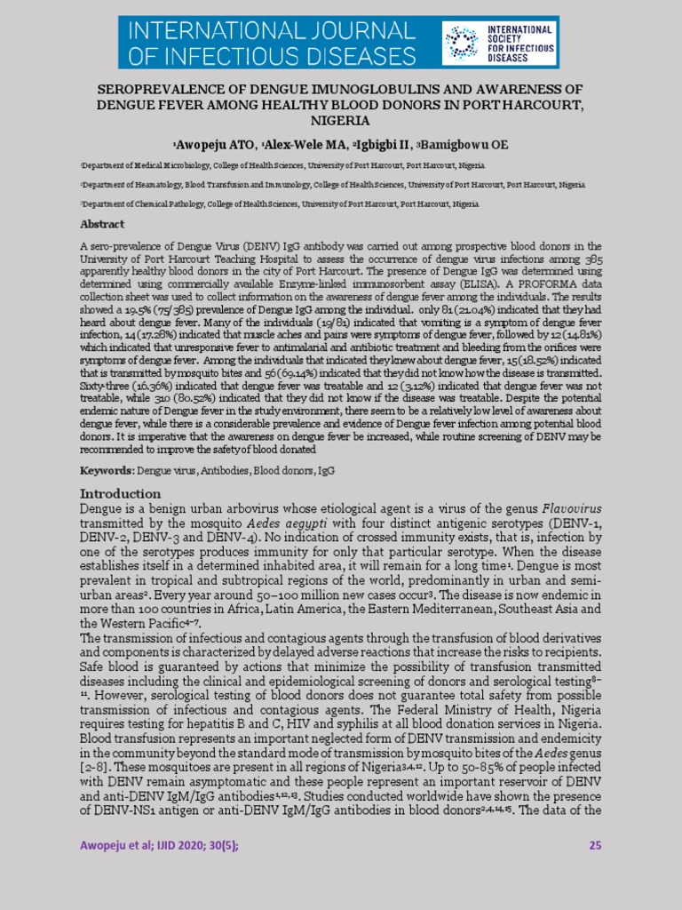 Dengue IgG Prevalence in Blood Donors | PDF | Blood Transfusion | Infection
