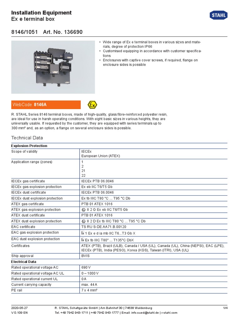 Explosion-Proof Terminal Box 8146/1051 | PDF