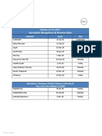 Karnataka (Bangalore) & Remote Sales: Holidays List For 2020