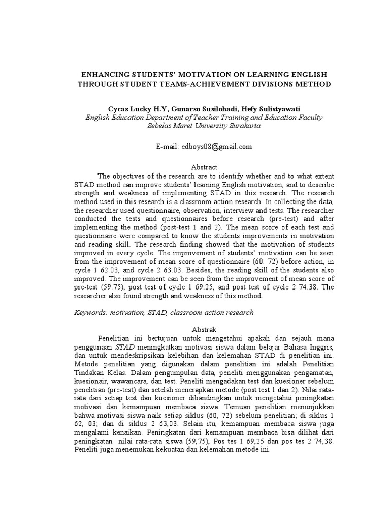 Boosting English Learning Motivation with STAD | PDF | Motivation ...