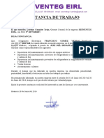 Servente, Certificado de Trabajo