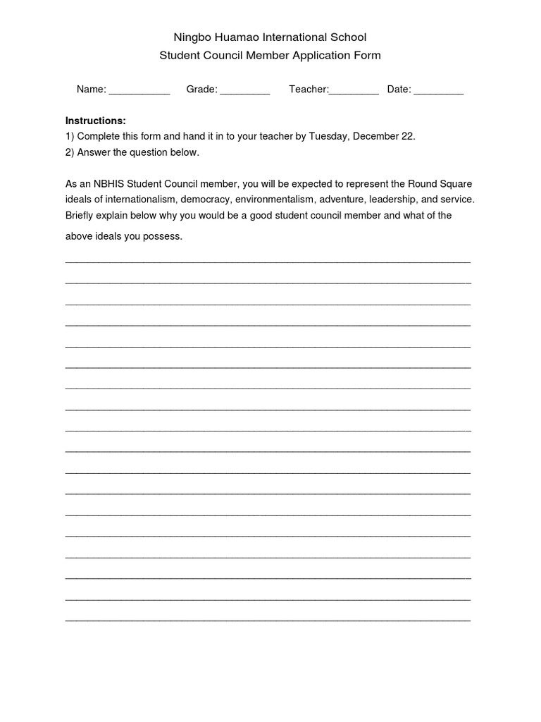 Ningbo Huamao School Council Application | PDF