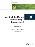 Audit of The Management and Delivery of Procurement