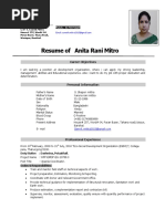 Resume of Anita Rani Mitro: Career Objectives | PDF | Disaster ...