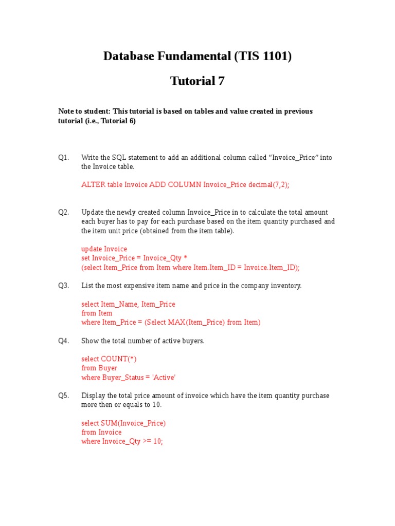 Lab07 Sol | PDF | Invoice | Prices