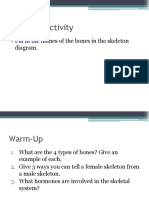 Warm-Up Activity: Fill in The Names of The Bones in The Skeleton Diagram