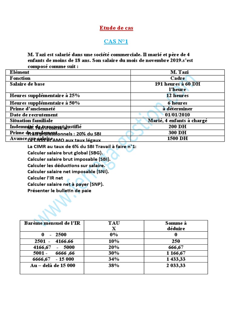 Exercices Et Corrigés Sur La Paie 2020 Pdf Traitement Salaire | PDF | Bulletin de salaire (droit français) | Salaires