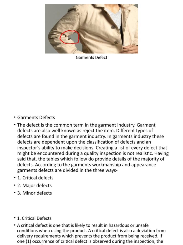 Garment Defect Classification Guide | PDF | Sewing Machine | Seam (Sewing)