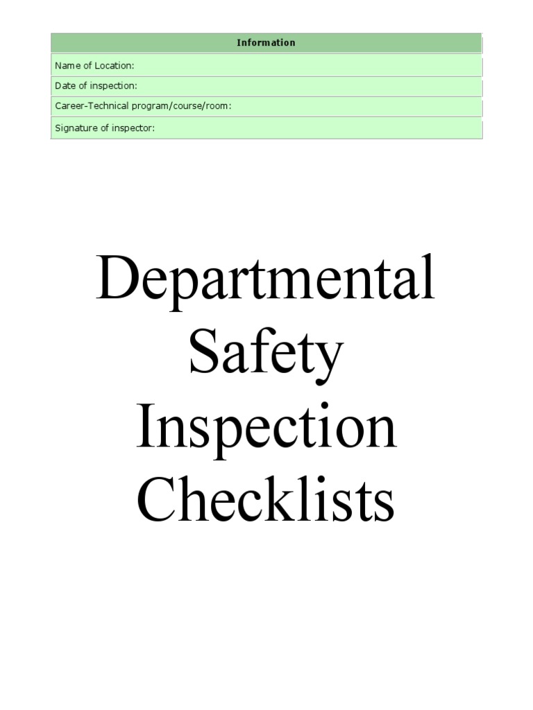 Departmental Safety Inspection Checklist PDF | PDF | Clean Air Act ...