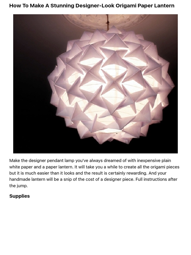How To Make A Stunning DesignerLook Origami Paper Lantern PDF PDF