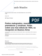 Partos Malogrados, Muertes Prematuras y Cesáreas. Notas Sobre Una Real Cédula de 1804, Su Recepción en Buenos Aires