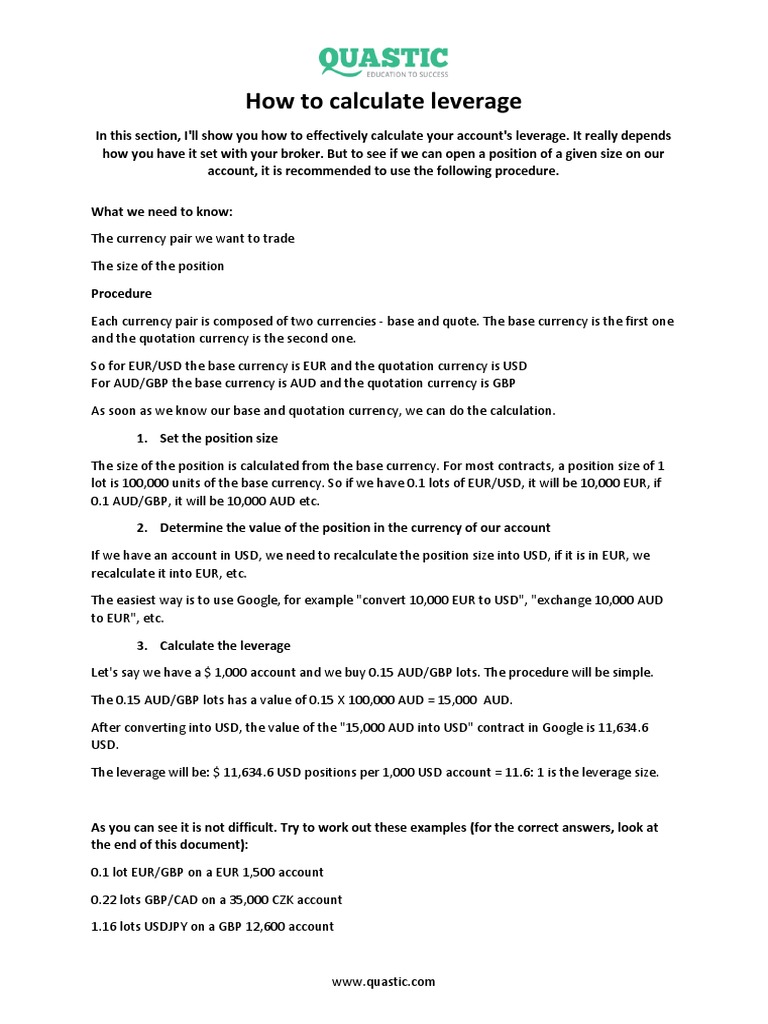 How To Calculate Leverage PDF Financial Markets Market (Economics)